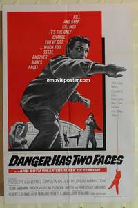 c417 DANGER HAS 2 FACES one-sheet movie poster '67 Lansing, Wynter