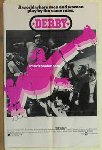 c465 DERBY one-sheet movie poster '71 wild roller derby image!