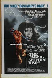 c473 DEVIL WITHIN HER one-sheet movie poster '76 Joan Collins, horror!