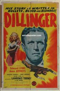 c483 DILLINGER one-sheet movie poster '45 Lawrence Tierney, Edmund Lowe