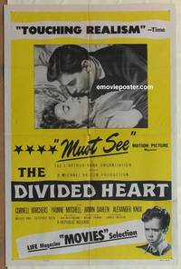 c494 DIVIDED HEART one-sheet movie poster '55 Cornell Borchers, English!