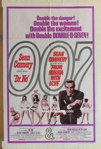 c521 DR NO/FROM RUSSIA WITH LOVE one-sheet movie poster '65 James Bond