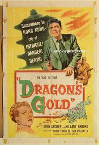 c528 DRAGON'S GOLD one-sheet movie poster '53 Hillary Brooke
