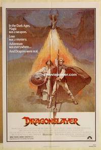 c529 DRAGONSLAYER one-sheet movie poster '81 cool Jeff Jones fantasy art!