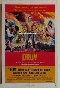 c538 DRUM one-sheet movie poster '76 Ken Norton, blaxploitation!