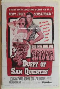 c544 DUFFY OF SAN QUENTIN one-sheet movie poster '54 prison escape image!