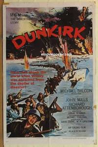 c548 DUNKIRK one-sheet movie poster '58 Richard Attenborough, John Mills