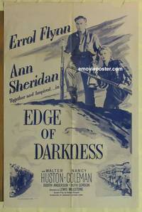 c554 EDGE OF DARKNESS one-sheet movie poster R56 Errol Flynn, Ann Sheridan