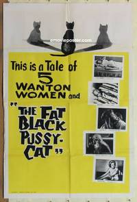 c627 FAT BLACK PUSSY CAT one-sheet movie poster '64 5 Wanton Women!