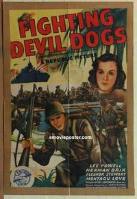 c652 FIGHTING DEVIL DOGS one-sheet movie poster '44 Herman Brix