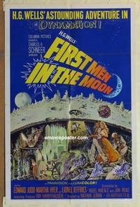 c666 FIRST MEN IN THE MOON one-sheet movie poster '64 Ray Harryhausen