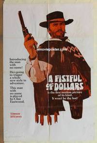 c671 FISTFUL OF DOLLARS rare teaser one-sheet movie poster '67 Eastwood