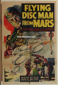 c698 FLYING DISC MAN FROM MARS one-sheet movie poster '50 serial!