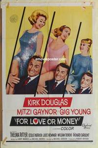 c709 FOR LOVE OR MONEY one-sheet movie poster '63 Douglas, Gaynor