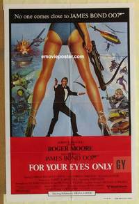 c713 FOR YOUR EYES ONLY int'l one-sheet movie poster '81 Moore as Bond!