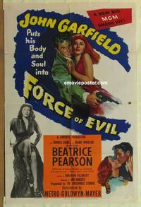 c715 FORCE OF EVIL one-sheet movie poster '48 John Garfield, Thomas Gomez