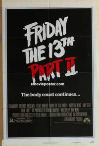 c741 FRIDAY THE 13th Part II advance teaser 1sh '81 Jason, slasher horror!