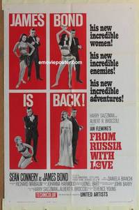 c749 FROM RUSSIA WITH LOVE style B one-sheet movie poster '64 Connery as Bond