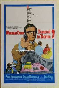 c757 FUNERAL IN BERLIN one-sheet movie poster '67 Michael Caine in Germany!