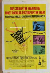 c759 FUNNY GIRL one-sheet movie poster '69 Barbra Streisand, Omar Sharif