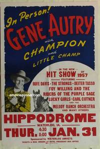 c776 GENE AUTRY one-sheet movie poster '57 in person with Champion!