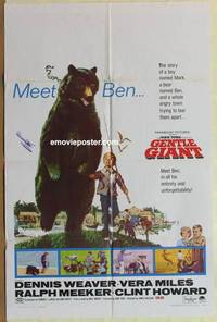 c777 GENTLE GIANT one-sheet movie poster '67 Dennis Weaver, big bear!