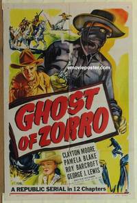 c783 GHOST OF ZORRO one-sheet movie poster '49 serial, Clayton Moore