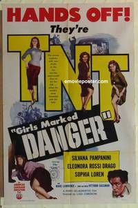 c803 GIRLS MARKED FOR DANGER one-sheet movie poster '53 Sophia Loren