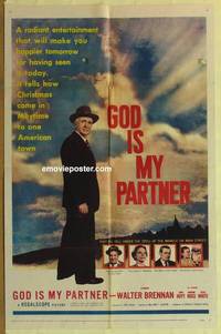 c813 GOD IS MY PARTNER one-sheet movie poster '57 Walter Brennan