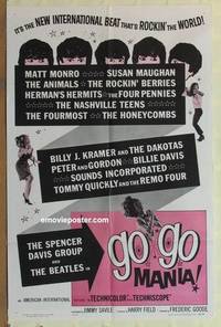 c812 GO GO MANIA one-sheet movie poster '65 The Beatles, rock & roll!