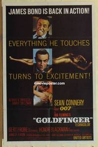 c828 GOLDFINGER one-sheet movie poster '64 Sean Connery as James Bond