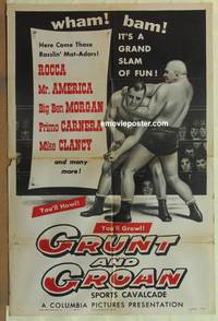 c870 GRUNT & GROAN one-sheet movie poster '54 wrestling sports cavalcade!