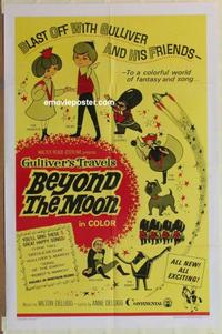 c873 GULLIVER'S TRAVELS BEYOND THE MOON one-sheet movie poster '66 anime!