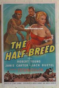 c880 HALF-BREED one-sheet movie poster '52 wild sexy Indian & girl image!