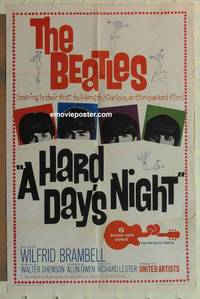 c891 HARD DAY'S NIGHT one-sheet movie poster '64 The Beatles, rock & roll!