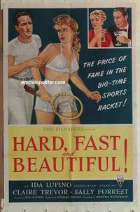 c894 HARD, FAST & BEAUTIFUL one-sheet movie poster '51 Lupino, tennis!