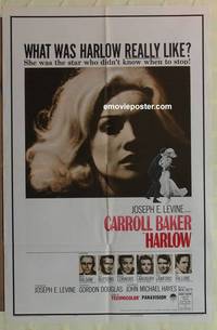 c897 HARLOW one-sheet movie poster '65 Carroll Baker in the title role!