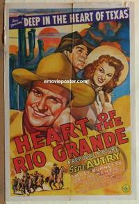 c913 HEART OF THE RIO GRANDE one-sheet movie poster '42 Gene Autry sings!