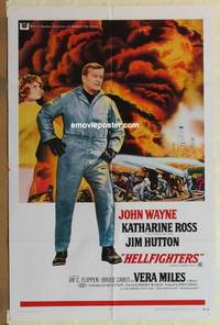 c923 HELLFIGHTERS one-sheet movie poster '69 firefighter John Wayne!