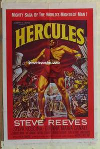 c932 HERCULES one-sheet movie poster '59 mightiest man Steve Reeves!