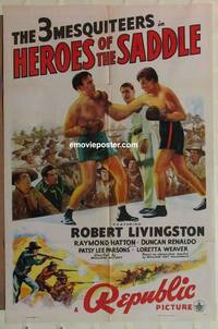 c935 HEROES OF THE SADDLE one-sheet movie poster '40 cool boxing western!
