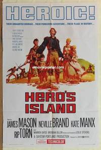 c936 HERO'S ISLAND one-sheet movie poster '62 James Mason, Brand