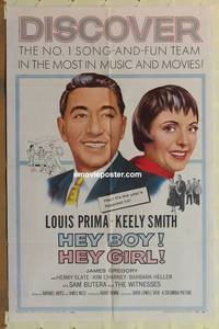 c937 HEY BOY, HEY GIRL one-sheet movie poster '59 Louis Prima, Keely Smith