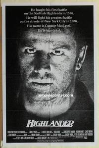 c948 HIGHLANDER one-sheet movie poster '86 Sean Connery, Chris Lambert
