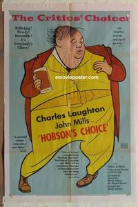 c963 HOBSON'S CHOICE one-sheet movie poster '54 David Lean, Laughton