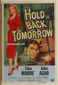 c965 HOLD BACK TOMORROW one-sheet movie poster '55 Cleo Moore, John Agar