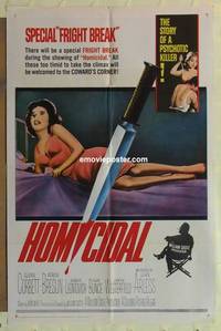 c972 HOMICIDAL one-sheet movie poster '61 William Castle, psychotic killer!