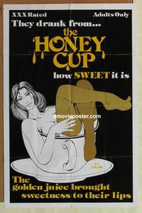 c973 HONEY CUP one-sheet movie poster '77 super sexy girl-in-cup artwork!