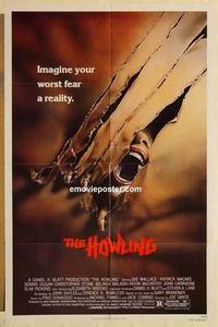 d018 HOWLING one-sheet movie poster '81 Dante, cool werewolf image!