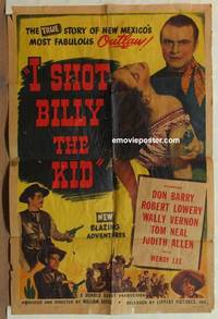 d039 I SHOT BILLY THE KID one-sheet movie poster '50 Don Red Barry